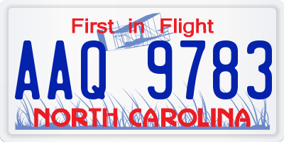 NC license plate AAQ9783