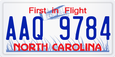 NC license plate AAQ9784