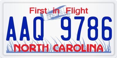 NC license plate AAQ9786