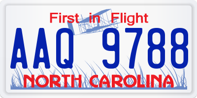 NC license plate AAQ9788