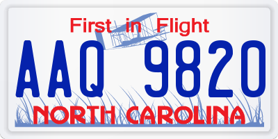 NC license plate AAQ9820