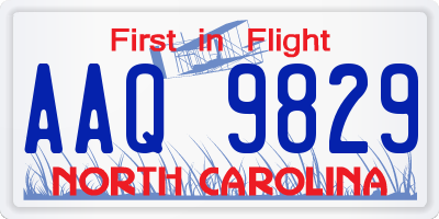 NC license plate AAQ9829