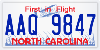 NC license plate AAQ9847