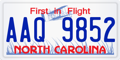 NC license plate AAQ9852