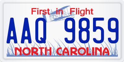 NC license plate AAQ9859