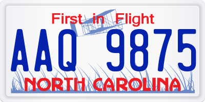 NC license plate AAQ9875