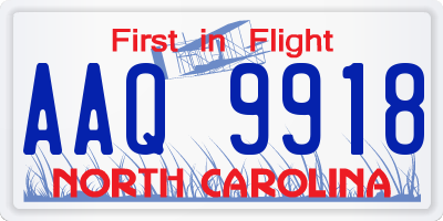 NC license plate AAQ9918