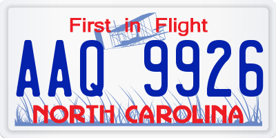NC license plate AAQ9926