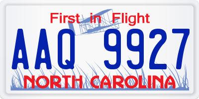 NC license plate AAQ9927
