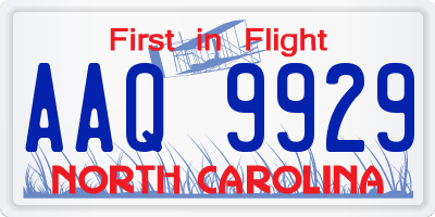 NC license plate AAQ9929
