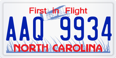 NC license plate AAQ9934