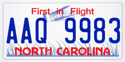 NC license plate AAQ9983