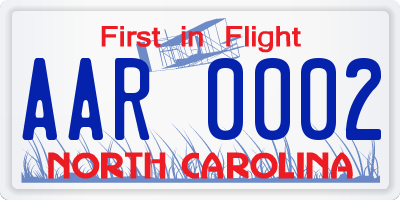 NC license plate AAR0002