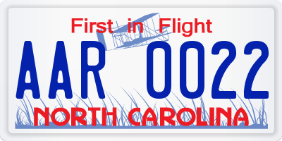 NC license plate AAR0022