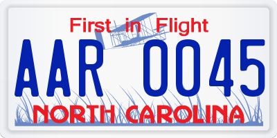 NC license plate AAR0045