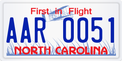 NC license plate AAR0051