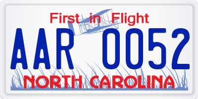 NC license plate AAR0052