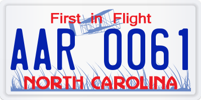 NC license plate AAR0061
