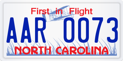 NC license plate AAR0073