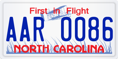 NC license plate AAR0086