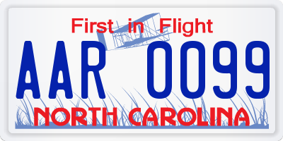 NC license plate AAR0099