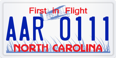 NC license plate AAR0111
