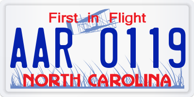 NC license plate AAR0119