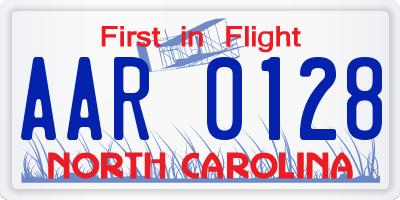 NC license plate AAR0128