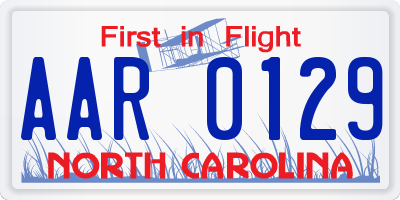 NC license plate AAR0129