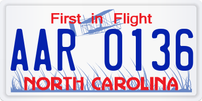 NC license plate AAR0136