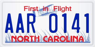 NC license plate AAR0141