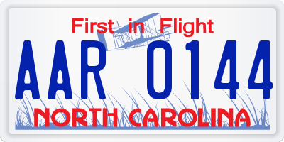 NC license plate AAR0144