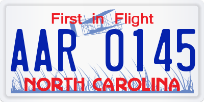 NC license plate AAR0145
