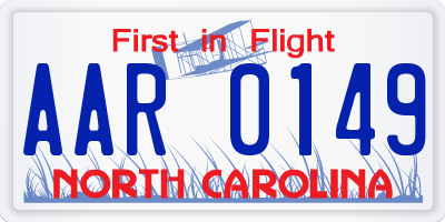 NC license plate AAR0149