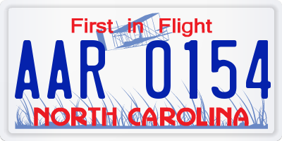 NC license plate AAR0154