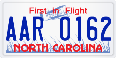 NC license plate AAR0162