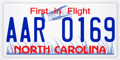 NC license plate AAR0169