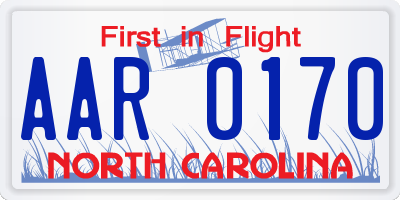 NC license plate AAR0170