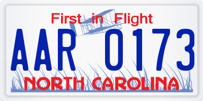 NC license plate AAR0173