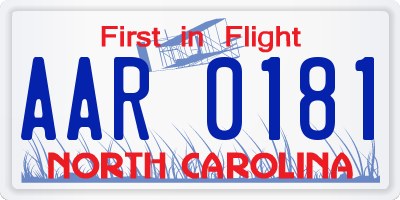 NC license plate AAR0181