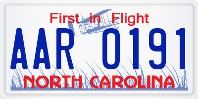 NC license plate AAR0191