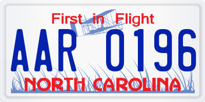NC license plate AAR0196