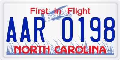 NC license plate AAR0198