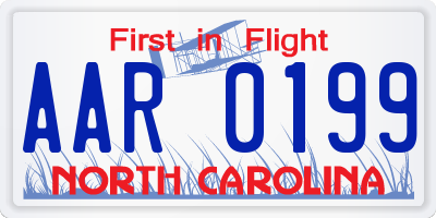 NC license plate AAR0199