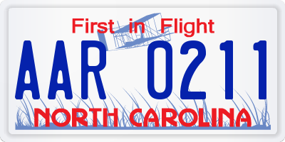 NC license plate AAR0211