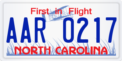 NC license plate AAR0217