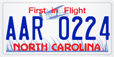 NC license plate AAR0224