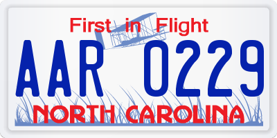 NC license plate AAR0229