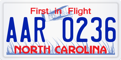 NC license plate AAR0236
