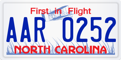 NC license plate AAR0252
